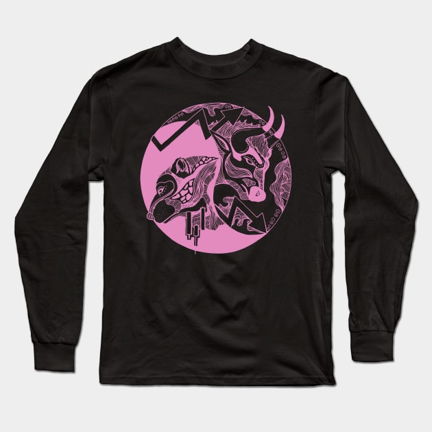 Light Pink Bull and Bear Long Sleeve T-Shirt by kenallouis